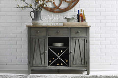 Silverton Rustic Farmhouse Gray With Sandstone Top Storage Buffet Server