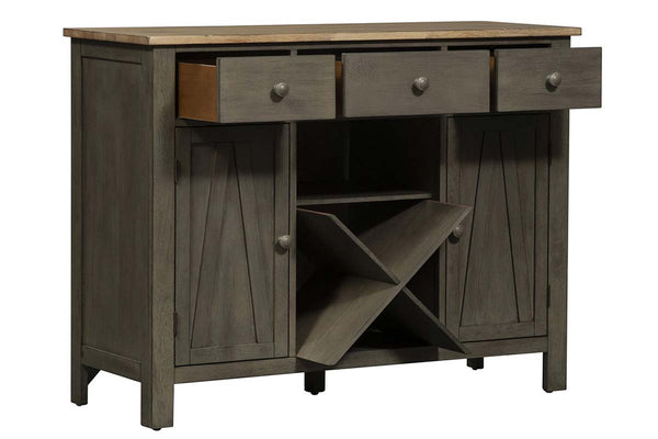 Silverton Rustic Farmhouse Gray With Sandstone Top Storage Buffet Server