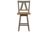 Image of Silverton Rustic Farmhouse Gray With Sandstone Top 7 Piece Gathering Table Set With Swivel Chairs
