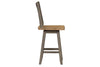 Image of Silverton Rustic Farmhouse Gray With Sandstone Top 7 Piece Gathering Table Set With Swivel Chairs