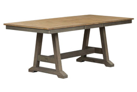 Silverton Rustic Farmhouse Gray With Sandstone Top 6 Piece Trestle Table Set With Bench