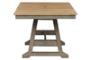 Image of Silverton Rustic Farmhouse Gray With Sandstone Top 7 Piece Trestle Table Set