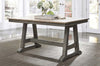 Image of Silverton Rustic Farmhouse Gray With Sandstone Top 6 Piece Trestle Table Set With Bench