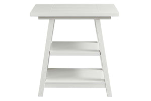 Slater Oyster White Cottage Style Open Shelf Chair Side Table