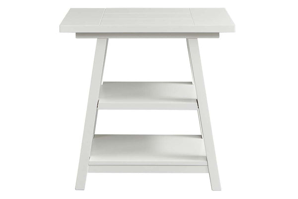 Slater Oyster White Cottage Style Open Shelf Chair Side Table
