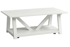 Slater Oyster White Cottage Style Open Shelf Cocktail Table