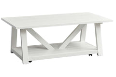 Slater Oyster White Cottage Style Open Shelf Cocktail Table