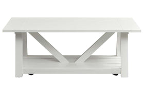 Slater Oyster White Cottage Style Open Shelf Cocktail Table
