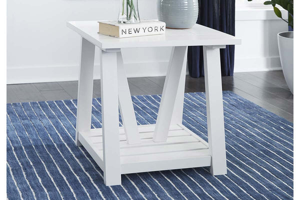 Slater Oyster White Cottage Style Open Shelf End Table