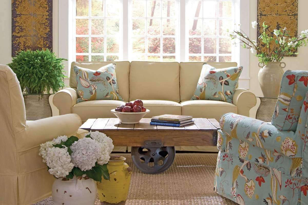 Christine Traditional Slipcovered Sofa With Skirt Club Furniture