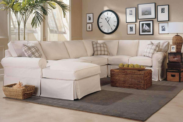 Slipcovered Sectional Sofa Christine 2 Piece Fabric Slipcovered Sectional (As Configured)