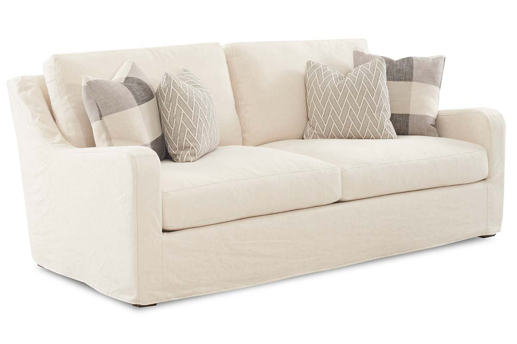 Sloane 88 Inch Quick Ship Slipcovered Sloping Track Arm Two Seat Sof