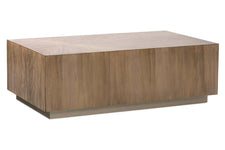 Stockard Contemporary Rectangular Block Style Coffee Table With Pewter Finish Wood Base