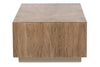 Image of Stockard Contemporary Rectangular Block Style Coffee Table With Pewter Finish Wood Base