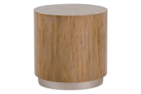 Stockard Contemporary Round End Table With Pewter Finish Wood Base