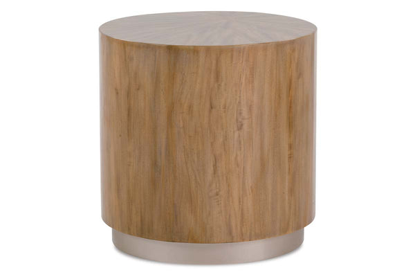 Stockard Contemporary Round End Table With Pewter Finish Wood Base