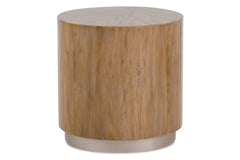 Stockard Contemporary Round End Table With Pewter Finish Wood Base