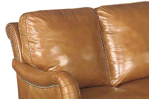 Sullivan 76 Inch "Designer Style" Leather Sofa w/ Decorative Antique Brass Nailhead Trim
