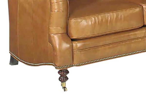 Sullivan 76 Inch "Designer Style" Leather Sofa w/ Decorative Antique Brass Nailhead Trim