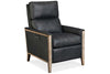 Image of Sutter Power Quick Ship Mid-Century Modern Leather Exposed Wood Recliner
