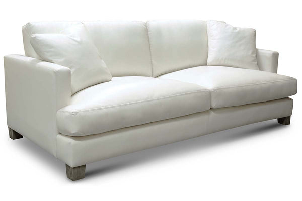 Terrance Rio Winter White 90 Inch Modern Leather Track Arm Sofa