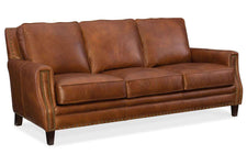 Thaddeus 83 Inch "Quick Ship" Traditional Top Grain Leather Pillow Back Sofa OUT OF STOCK UNTIL 3/17/2022