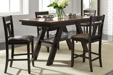 Thayer Contemporary 5 Piece Light And Dark Espresso Gathering Pedestal Table Dining Set With Splat Back Side Chairs