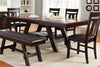 Image of Thayer Contemporary 6 Piece Light And Dark Espresso Pedestal Table Dining Set With Splat Back Side Chairs And Bench