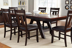 Thayer Contemporary 7 Piece Light And Dark Espresso Pedestal Table Dining Set With Splat Back Side Chairs