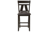 Image of Thayer Contemporary 7 Piece Light And Dark Gathering Pedestal Table Dining Set With Splat Back Side Chairs