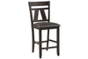 Image of Thayer Contemporary 7 Piece Light And Dark Gathering Pedestal Table Dining Set With Splat Back Side Chairs