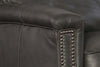 Image of Thompson Charcoal Quick Ship Pillow Wing Back Leather Recliner