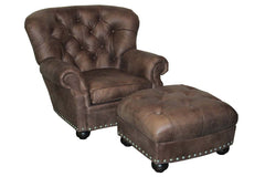 Thurman British Gentleman's Deep Tufted Leather Club Chair