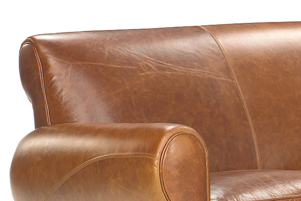 Tribeca XL 93 Inch Rustic Leather Rolled Tight Back Cigar Sofa
