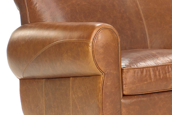 Tribeca XL 93 Inch Rustic Leather Rolled Tight Back Cigar Sofa