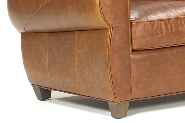 Tribeca XL 93 Inch Rustic Leather Rolled Tight Back Cigar Sofa