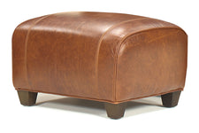 Edison Art Deco Rolled Top Leather Foot Stool Ottoman