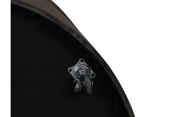 Tristan I Farmhouse Style Charcoal Round Drum Cocktail Table