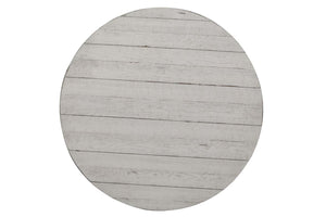 Tristan II Farmhouse Style Distressed White Round Drum Cocktail Table