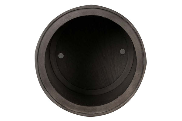 Tristan I Farmhouse Style Charcoal Round Drum Storage End Table