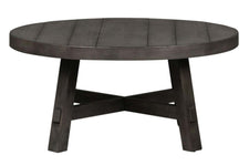 Tristan I Farmhouse Style Charcoal Round Splay Leg Coffee Table