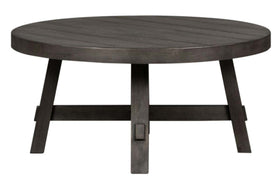 Tristan I Farmhouse Style Charcoal Round Splay Leg Coffee Table