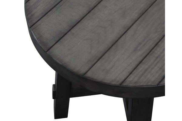 Tristan I Farmhouse Style Charcoal Splay Leg Round End Table
