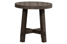 Tristan I Farmhouse Style Charcoal Splay Leg Round End Table
