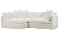 Vanessa Two Piece Pillow Back Slipcovered Sectional With Large Chaise Bumper (Version 2 As Configured)