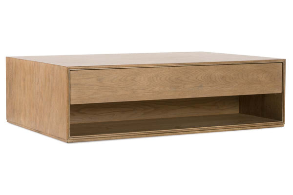 Vaughn Transitional Light Wood Two Drawer Low Profile Storage Coffee Table