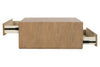 Image of Vaughn Transitional Light Wood Two Drawer Low Profile Storage Coffee Table