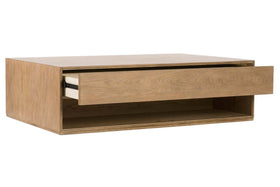 Vaughn Transitional Light Wood Two Drawer Low Profile Storage Coffee Table