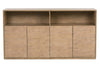 Image of Vaughn Transitional Light Wood Four Door Storage Credenza Sofa Table