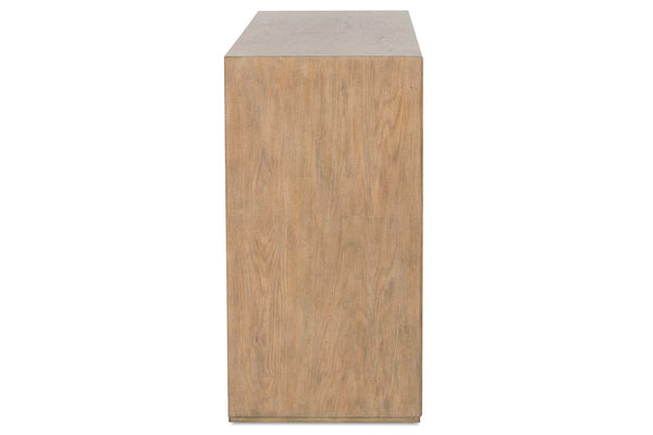 Vaughn Transitional Light Wood Four Door Storage Credenza Sofa Table